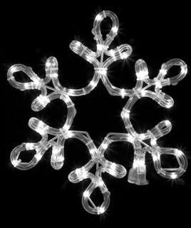 Rope Lit Snowflake with Star Middle Lighted Display 12"