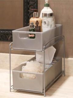 2-Tier Satin Pewter Pull-Out Sliding Drawer Kitchen Counter Organizer