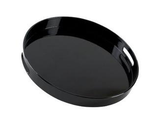 10 Strawberry Street BLK-RD 13.5" Black Lacquer Round Serving Tray - 1 pc ONLY!