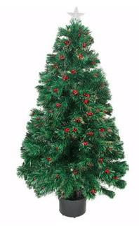 Northlight Pre-Lit Color Changing Fiber Optic Christmas Tree with Red Berries, 3'