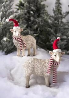 Plow & Hearth Holiday Sheep Garden Accents, Set of 2. Broken Ear/Leg, No Scarves