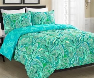 Winston Porter Hickerson Aqua Paisley Reversible Comforter Set (BLSL1060_27843731)Queen