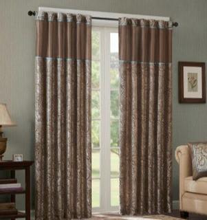 Pokanoket Paisley Room Darkening Rod Pocket 3 Curtain Panels, Taupe 50x108"