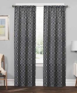 Cogan 3 Geometric Blackout Thermal Rod Pocket Curtain Panels,37x84" Smoke