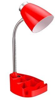 Zainab Gooseneck Organizer 15.35" Desk Lamp, Red