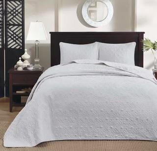 Lilia Reversible Coverlet Set Queen, White