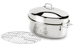 All-Clad - Stainless Steel Covered Oval Roaster with Rack?10qt. -Used