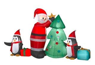 Gemmy  Medium Airblown Santa with Penguins Collection Scene