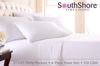 Southshore Fine Linens 6 Piece - Extra Deep Pocket Sheet Set -White - King