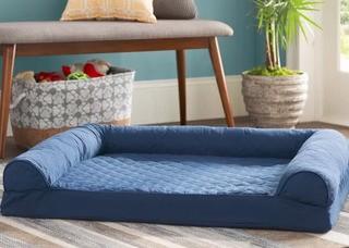 Bernice Quilted Orthopedic Sofa-Style Dog Bed Navy, 44x35"