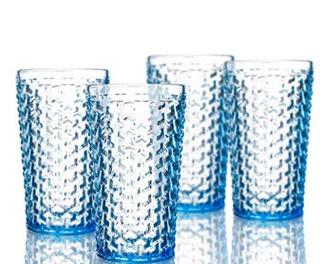 Portofino Weave Blue S/4 Hi Ball Glasses - 229803-4HBBL