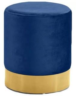 Mercer41 Fredson Velvet Ottoman (MECY1376_32926595_32926597) - Navy