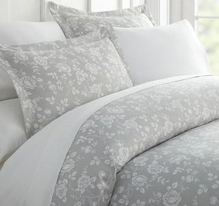 Patterned Duvet Cover - 3pc - IEH-DUVET-RGR-KING-LGRAY