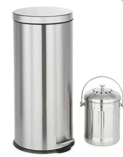 Essential Needs Stainless Steel Pedal and Compost Bin Set As Is