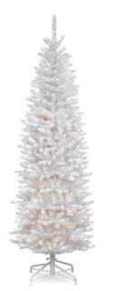 Home Accents Holiday?Kingswood 7.5 ft. LED-Lit White Fir Pencil Christmas Tree