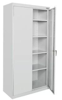 Sandusky Classic Plus 2 Door Storage Cabinet, Dove Grey, Dented-As Is!