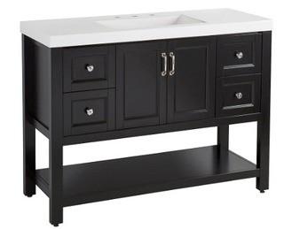 Home Decorators Collection?Catalina 48.5-inch W 4-Drawer 2-Door Freestanding Vanity in Black, Base Only