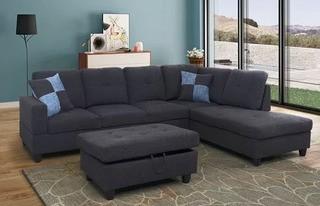 Spears Sectional with Ottoman, Dark Grey 