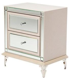 Hollywood Loft 2 Drawer Nightstand, Frost-Minor Scratch On Top