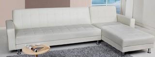 Rosina Sleeper Reversible Sleeper Sectional, White- Missing Hardware For Armrests, Sligthly Dirty-As Is