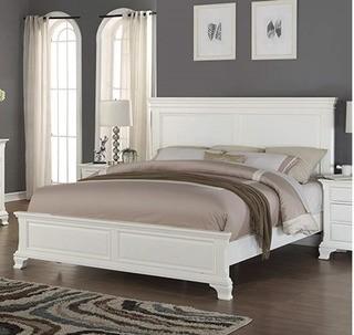 Roundhill Furniture B012Q Laveno 012 Wood Bed Room Set Queen White - As Is