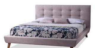 Baxton Studio Jonesy BBT6537 Grey King Size Bed - Headboard and Woodbase ONLY!!!