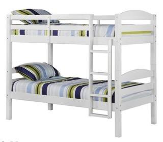 Twin over Twin Solid Wood Bunk Bed in White