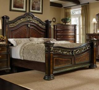 McFerran B163 Panel Bed in Brown - Queen