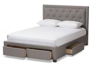 Baxton Studio Aurelie Modern & Contemporary Light Grey Fabric Upholstered King Size Storage Bed - CF8622-D-Light Grey-King - Missing Footboard Drawers!