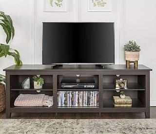 WE Furniture 70" Espresso Wood TV Stand Console