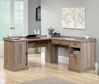 Sauder 418270 Barrister Lane L-Desk L: 68.90" x W: 68.90" x H: 31.85" Salt Oak Finish 