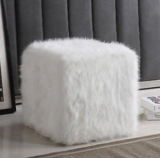 HomePop Faux Fur Poof - White