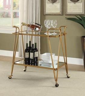 Mid-Century Gold Bar Cart with Castors