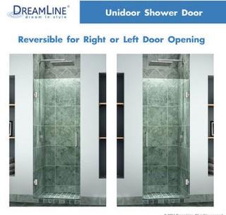 ASTON  DreamLine Shdr-20307210f-01 Unidoor 30 X 72 Frameless Hinged Shower Door Chrome