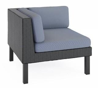 CorLiving PPO-801-L Oakland Patio Corner Seat in Textured Black Weave 