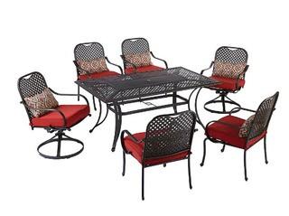 Hampton Bay?Fall River 7-Piece Outdoor Dining Set in Red