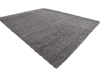 Unique Loom Solo Solid Shag Collection Modern Plush Graphite Gray Area Rug (12' x 15')