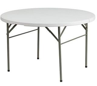 Flash Furniture 48'' Round Bi-Fold Granite White Plastic Folding Table