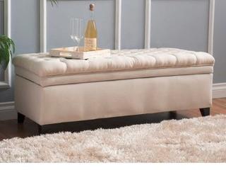 Logan Tufted Storage Ottoman, Beige 