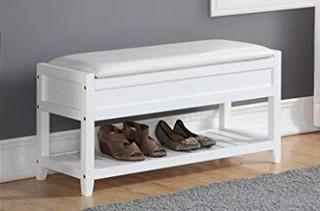 Lambrecht Seating Bench with Shoe Storage, White