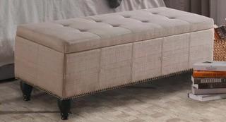 Rosevera Elmo Upholstered Ottoman Storage Bedroom Bench, Beige 30x18x12.5"