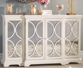 Pulaski Quinten Credenza, 60 by 14 by 37-Inch, White/Metallic