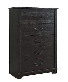 Saige Home Farmhouse 5 Drawer Chest, Antique Black