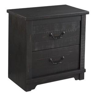 Saige Home Farmhouse 2 Drawer Nightstand, Antique Black