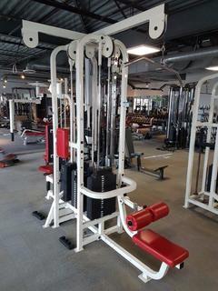 Life Fitness SU35 Rear Delt/Pec Fly, SM40 4 Stack MJ, Lateral Pulldown and Tricep Cable Pulldown