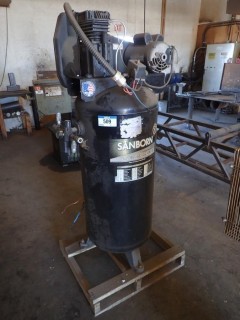 Sanborn 60 Gallon Air Compressor C/W 3.7HP, 240V, 2 Cyl Oil Pump. S/N P01610750A