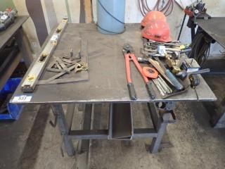 4'X4' Metal Shop Table C/W Contents On Bottom Only
