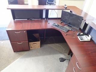 L-Shaped Office Reception Desk C/W Contents 
