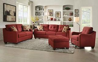 Winston Porter Orchard Hill Sofa with 2 Pillows, Red Linen 
