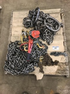 Pallet Of Lifting Chains And Come-A-Longs